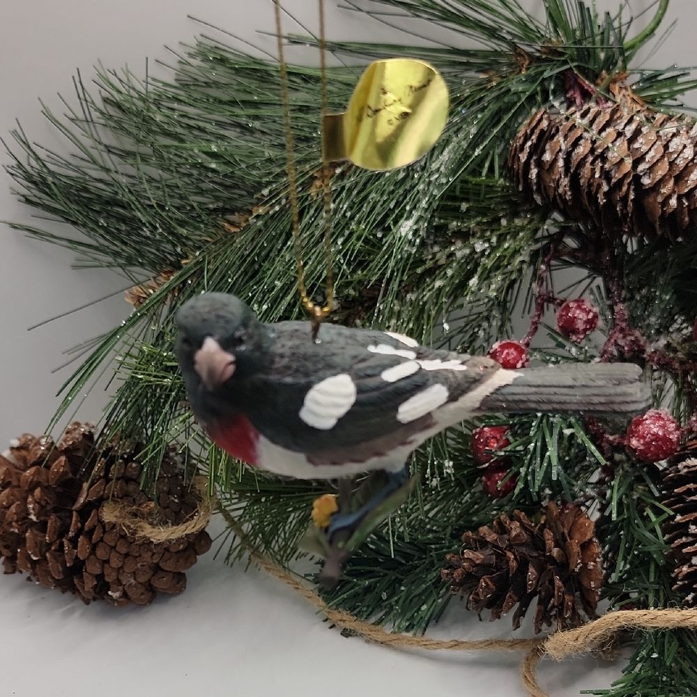 Danbury Mint Christmas Ornament Songbird Collection Red-Breasted Grosbeak